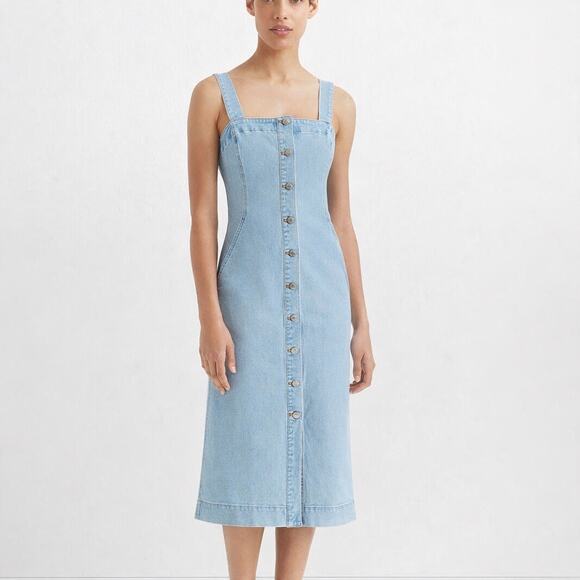 Club Monaco Dresses & Skirts - Club Monaco Denim Button Front Midi Dress Indigo Blue Size 10 NWT $249 Retail